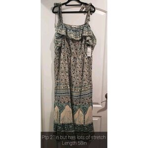 Dex Plus Diya‎ Ruffled Neckline Maxi Dress 2X NWT